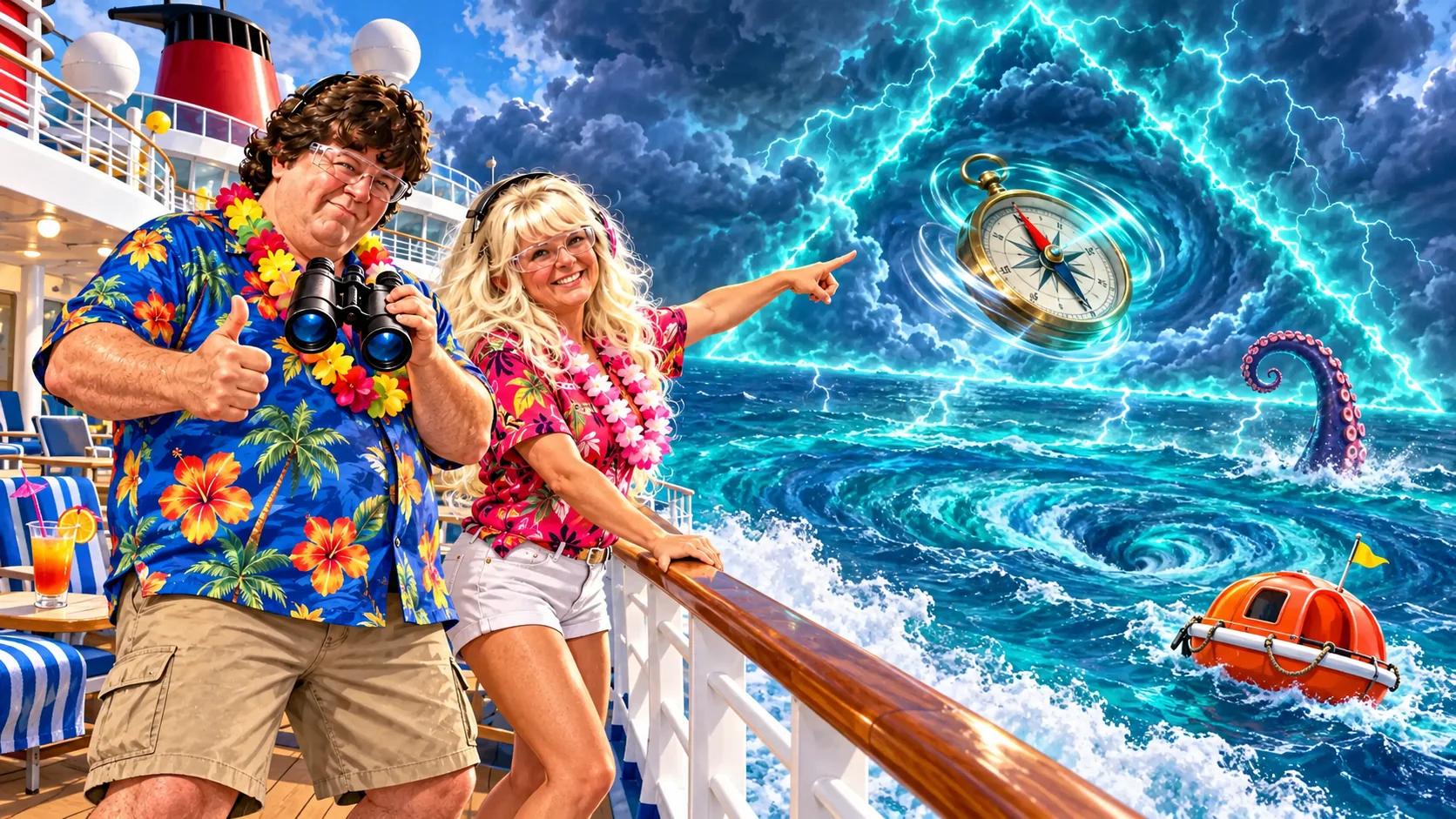 Robert and Sandy cruising through the glowing Bermuda Triangle