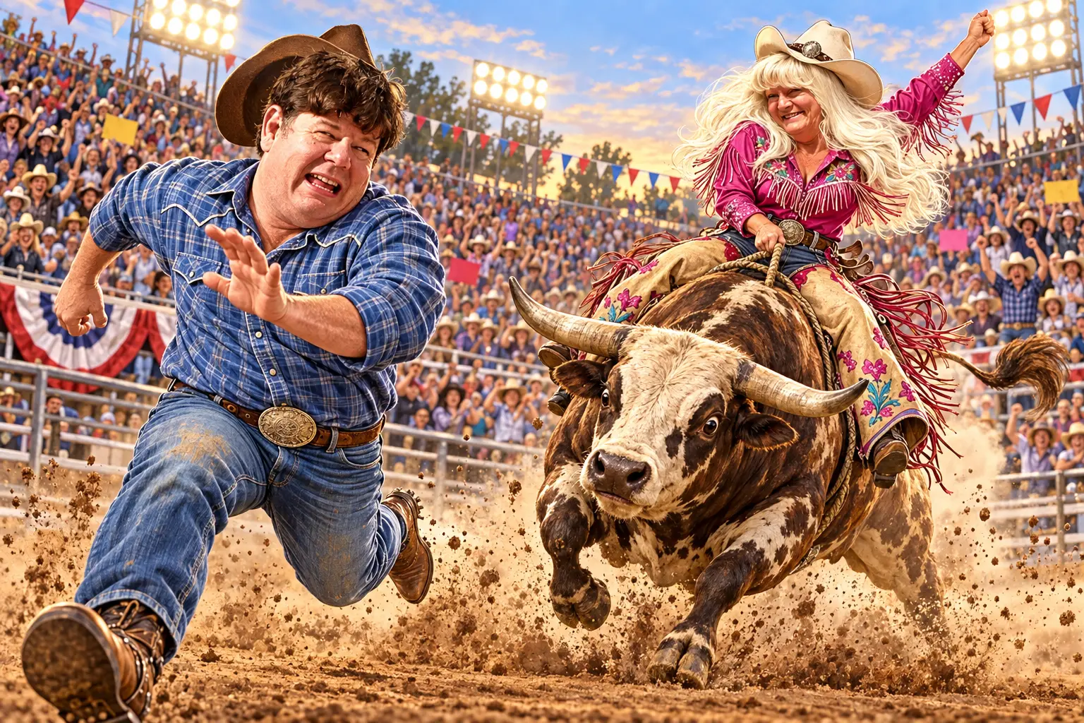 Rodeo run. adventure illustration featuring Sandy + Robert