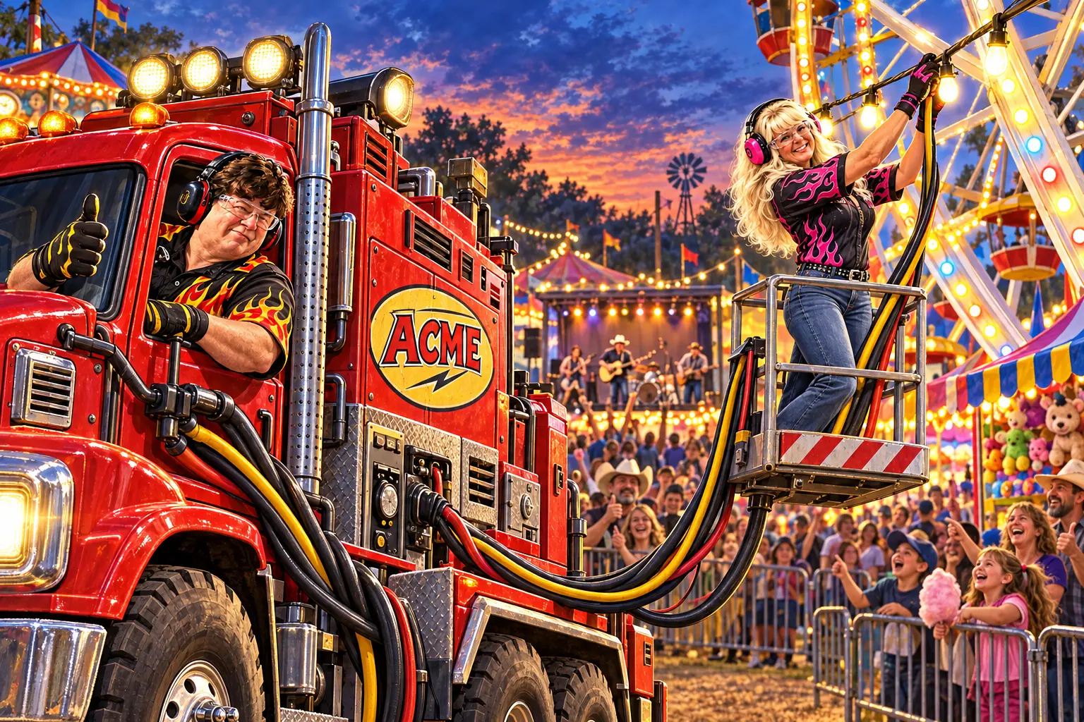 County fair blackout. adventure illustration featuring Robert + Sandy