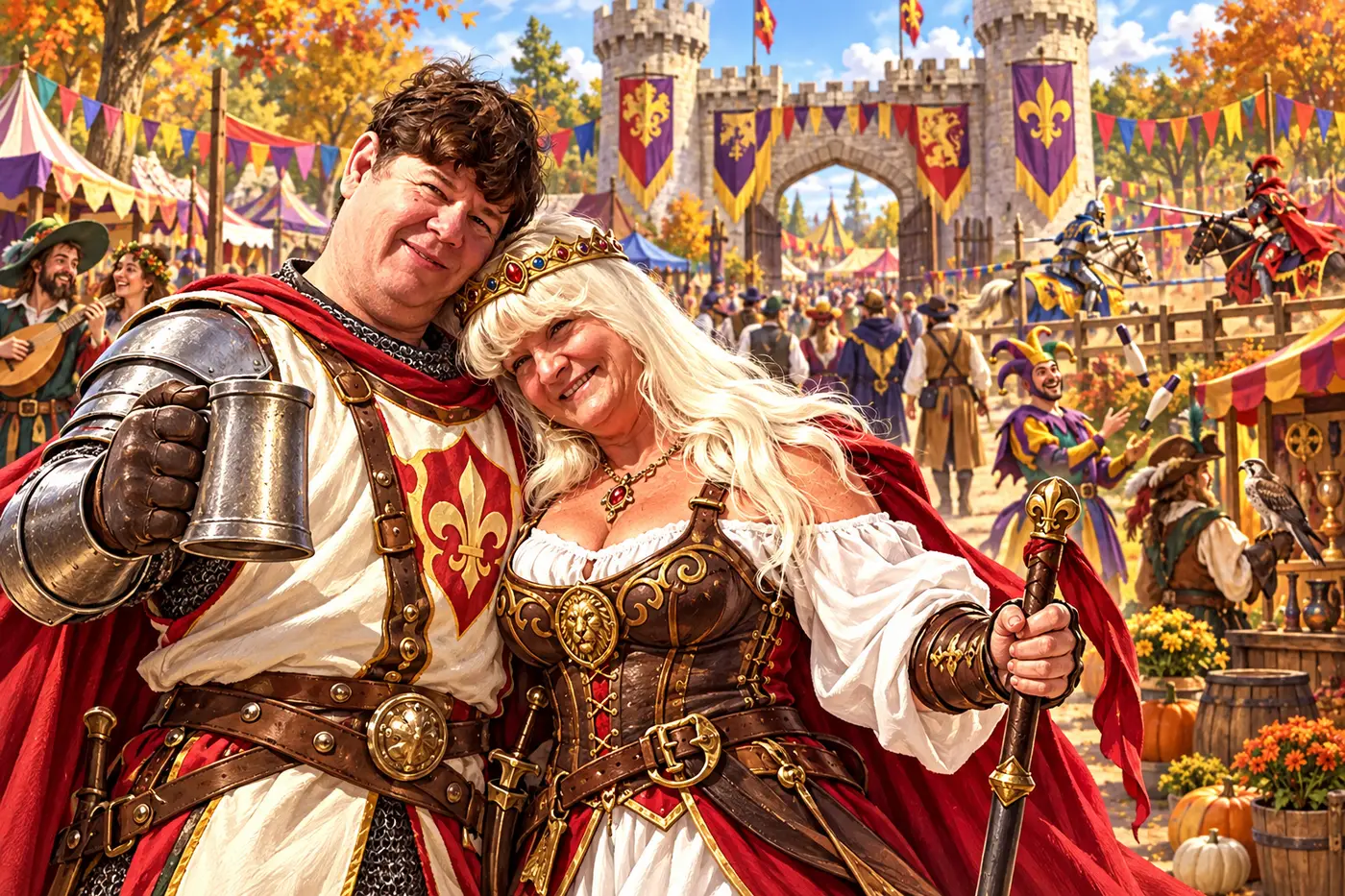 Robert and Sandy dressed as royal adventurers at the Louisiana Renaissance Festival